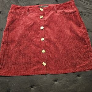 Ambiance apparel button mini skirt. Size Large, color maroon